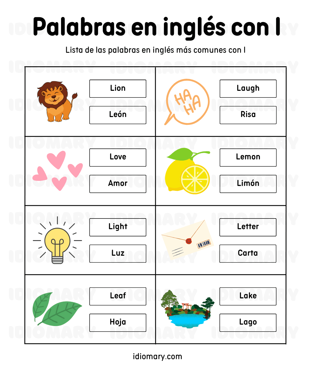 Palabras en inglés con l