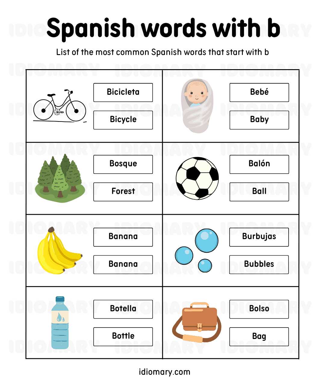 Spanish words that start with b